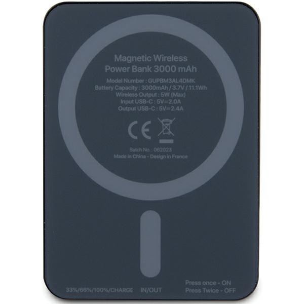 Induction Powerbank Guess GUPBM3ALGSGK 3000mAh 5W MagSafe Metal Script Logo black