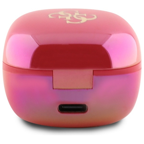Sluchátka Wireless TWS in-ear Guess GUTWSJ144ESF + docking station Iridescent 4G Printed Logo fuchsia