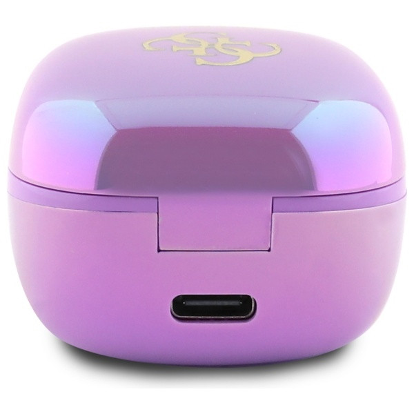 Sluchátka Wireless TWS in-ear Guess GUTWSJ144ESU + docking station Iridescent 4G Printed Logo purple
