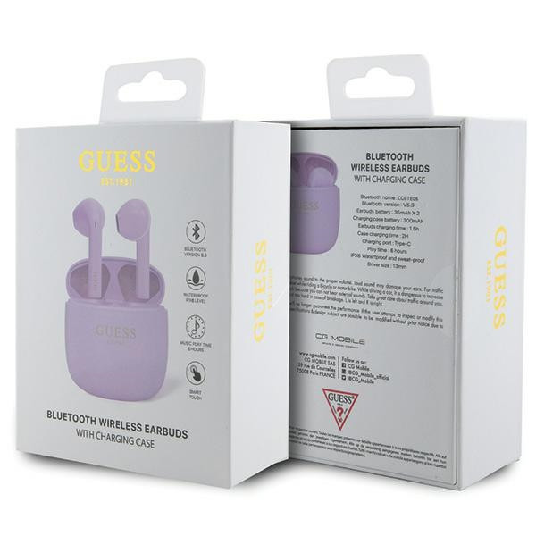 Kryt Wireless TWS in-ear headphones Guess GUTWST26PSU + docking station Classic EST Logo purple