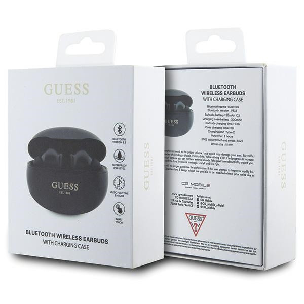 Sluchátka Wireless in-ear Guess GUTWST50EK TWS + docking station Classic EST black