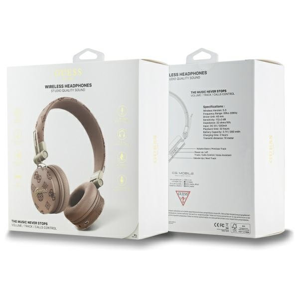Kryt Wireless over-ear headphones Guess ENC GUBH70EPOSMW Peony Script Round Shape brown