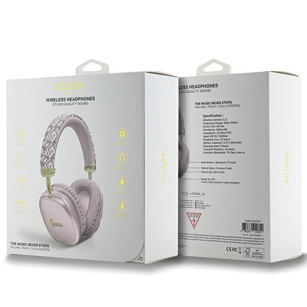 Kryt Wireless over-ear headphones Guess GUBHK1GCTCSP Gcube Metallic Script Logo pink