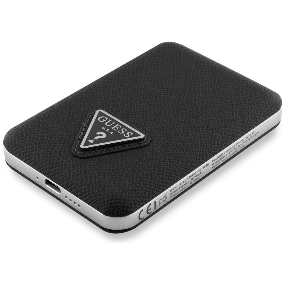Induction Powerbank Guess Grained Triangle 5000mAh 15W USB-C MagSafe black