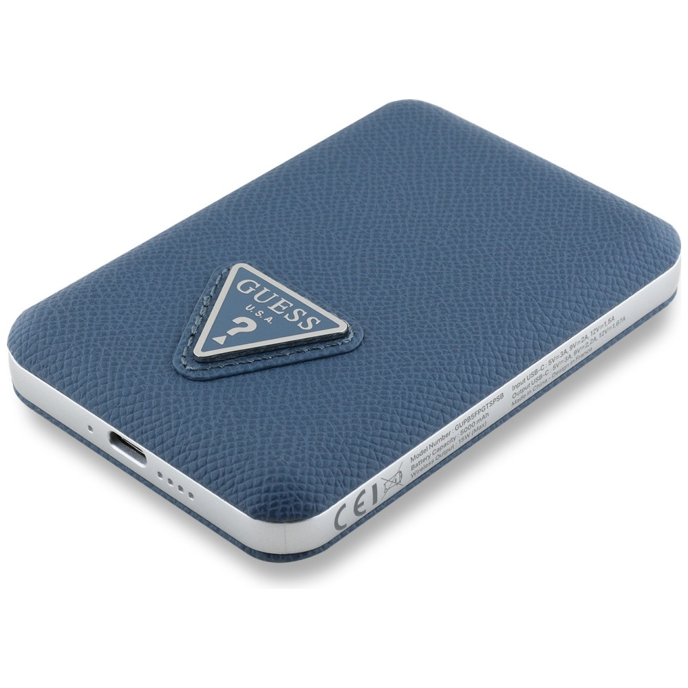 Induction Powerbank Guess Grained Triangle 5000mAh 15W USB-C MagSafe blue