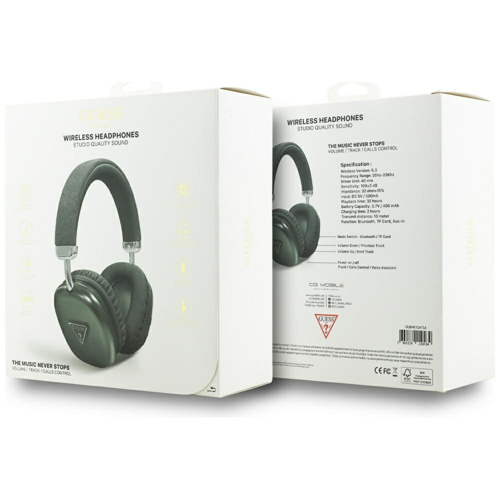 Kryt Wireless over-ear headphones Guess 4G Triangle Logo khaki