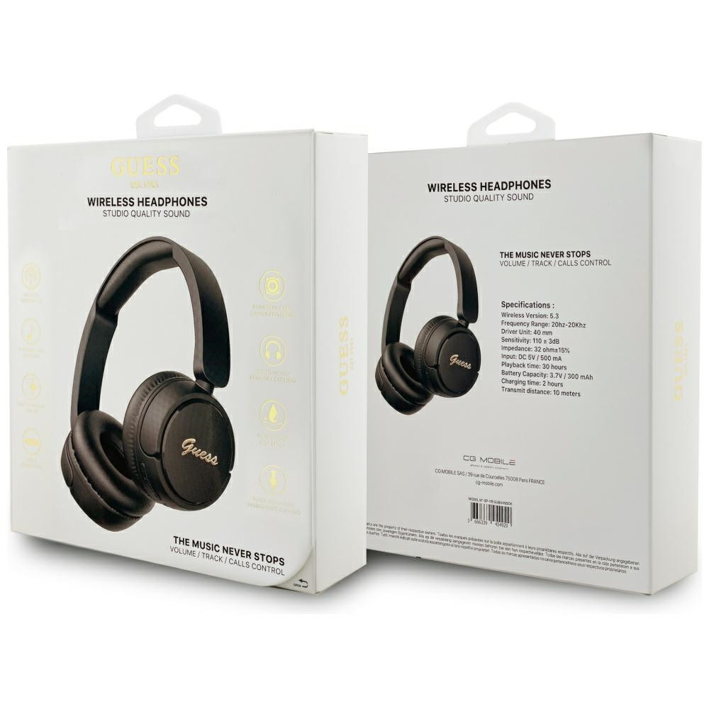 Kryt Wireless over-ear headphones Guess Metal Logo Script black