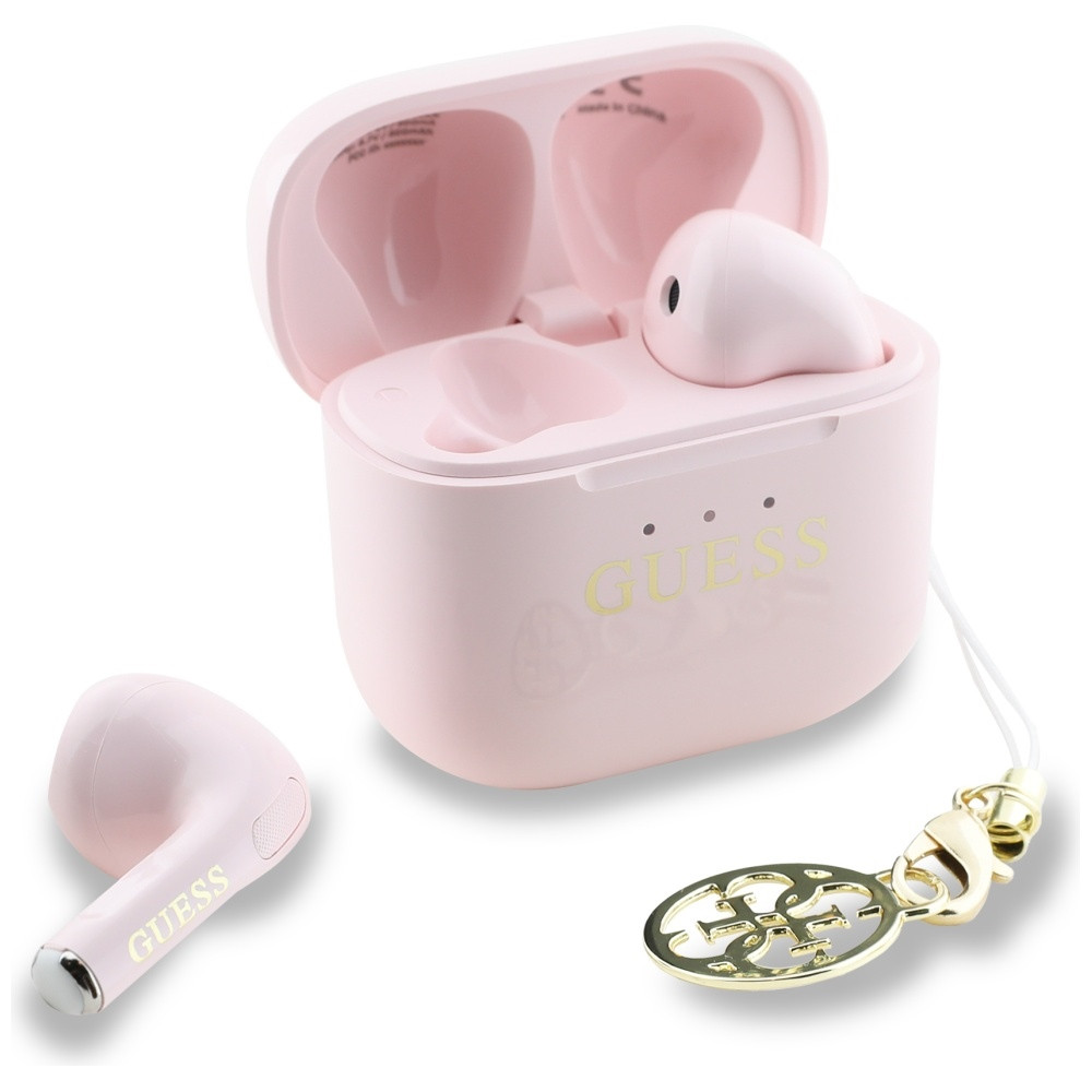 Kryt Wireless TWS in-ear headphones Guess Glossy Effect Printed Classic Logo & Charm pink
