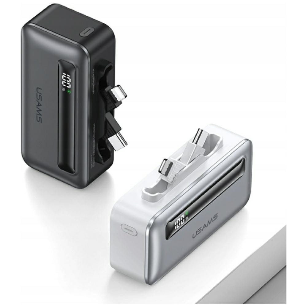 Kryt USAMS XB-Series CD233 5000mAh PD 20W Power Bank with USB-C / Lightning Cable Silver