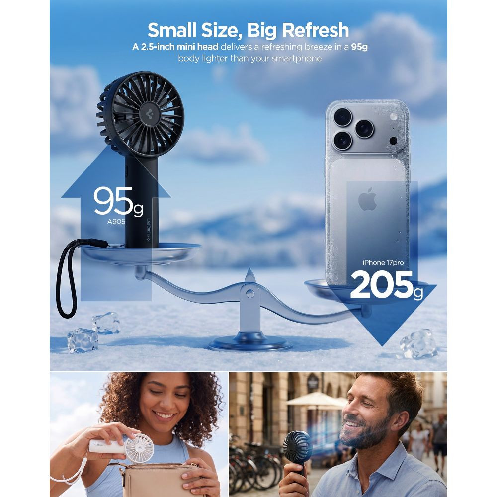 Kryt Spigen A905 Mini Portable Handheld Fan Black