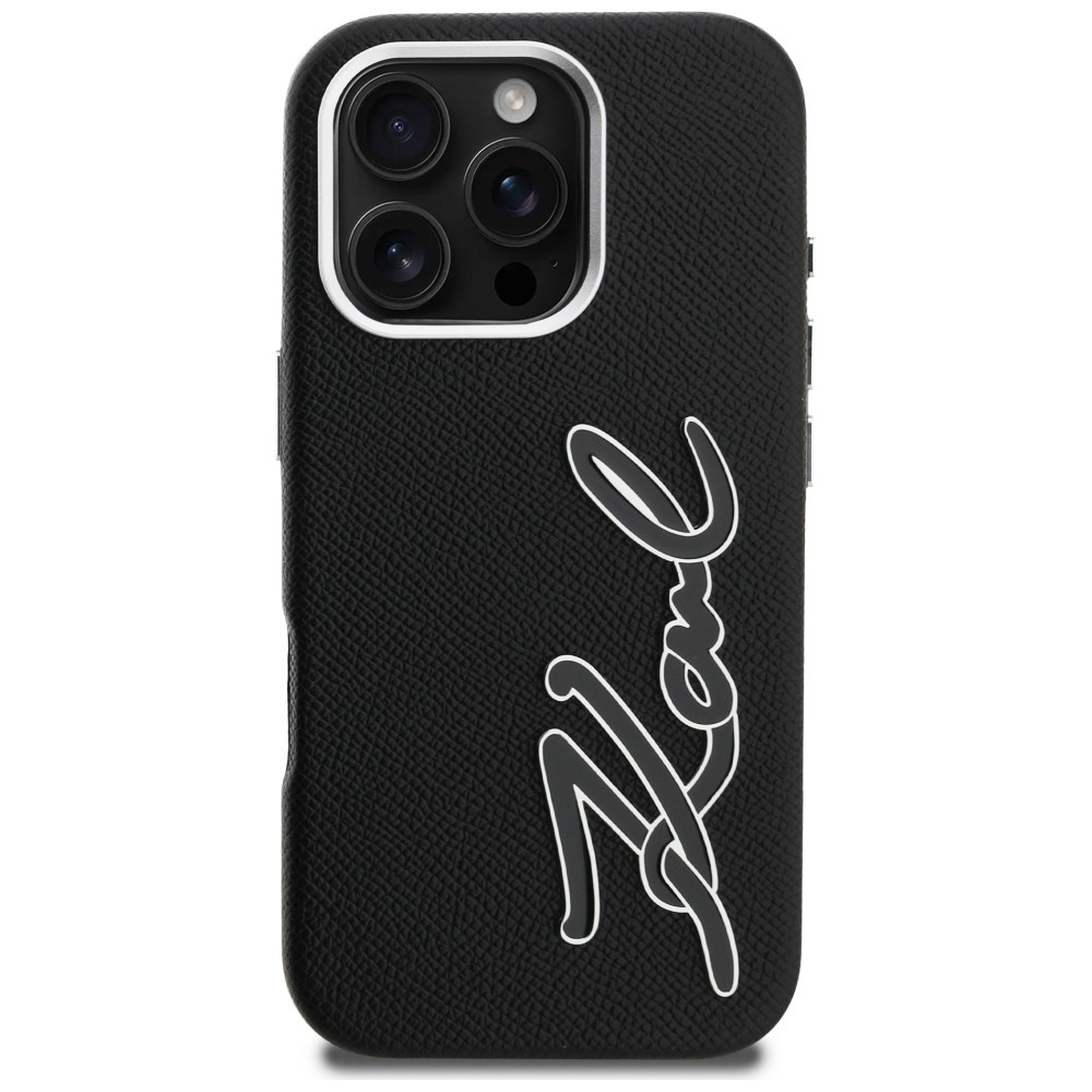 Kryt Karl Lagerfeld FW Grained Signature Logo Apple iPhone 16 Pro Max black