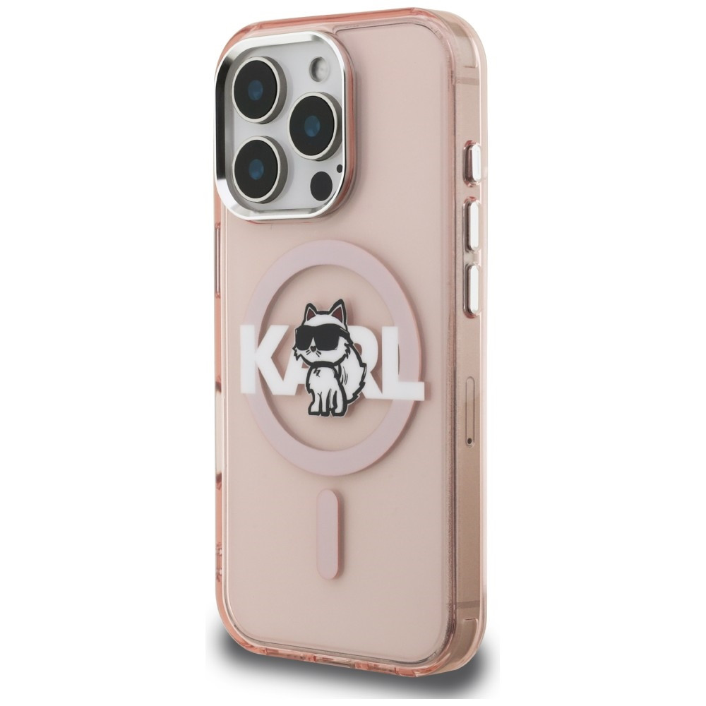 Kryt Karl Lagerfeld IML Choupette Sketch Logo MagSafe Apple iPhone 16 Pro Max pink