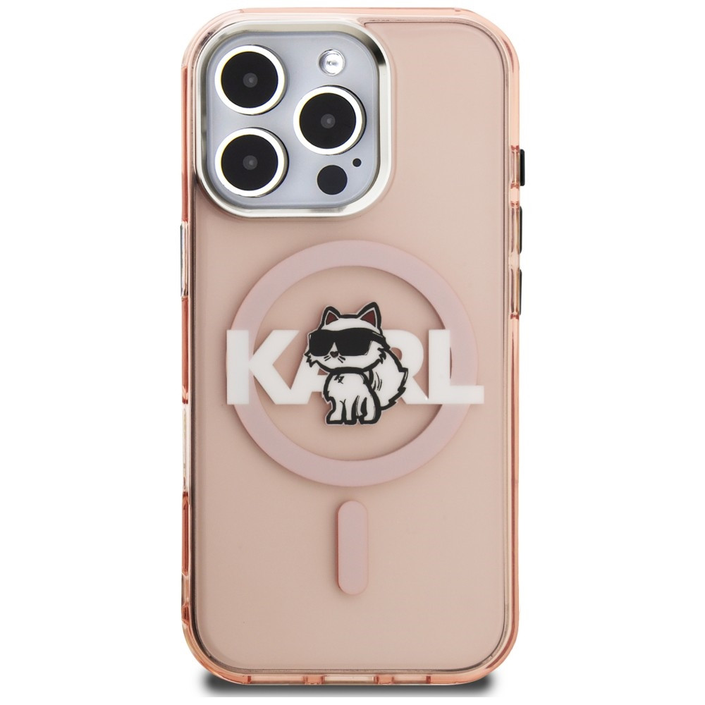 Kryt Karl Lagerfeld IML Choupette Sketch Logo MagSafe Apple iPhone 16 Pro Max pink
