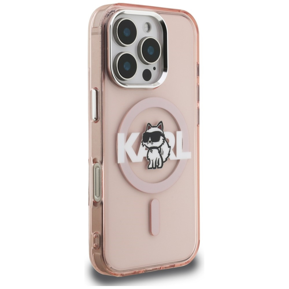 Kryt Karl Lagerfeld IML Choupette Sketch Logo MagSafe Apple iPhone 16 Pro Max pink