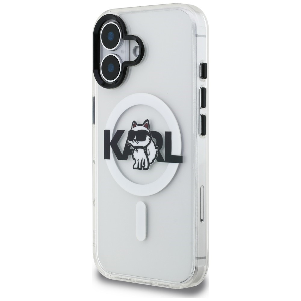 Kryt Karl Lagerfeld IML Choupette Sketch Logo MagSafe Apple iPhone 16 clear