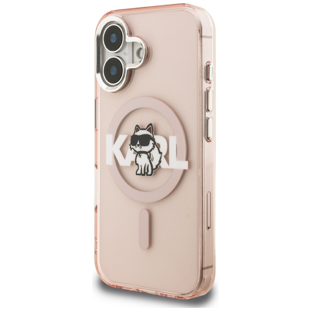 Kryt Karl Lagerfeld IML Choupette Sketch Logo MagSafe Apple iPhone 16 pink