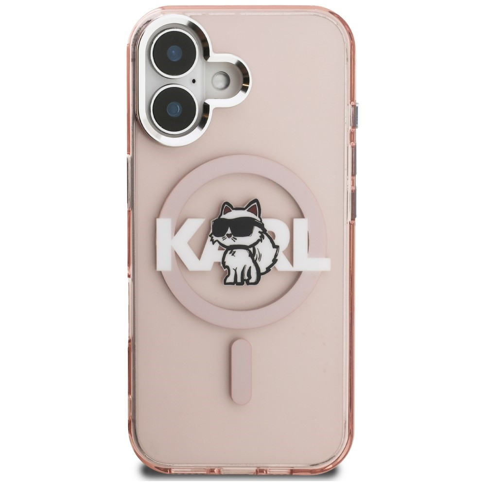 Kryt Karl Lagerfeld IML Choupette Sketch Logo MagSafe Apple iPhone 16 pink