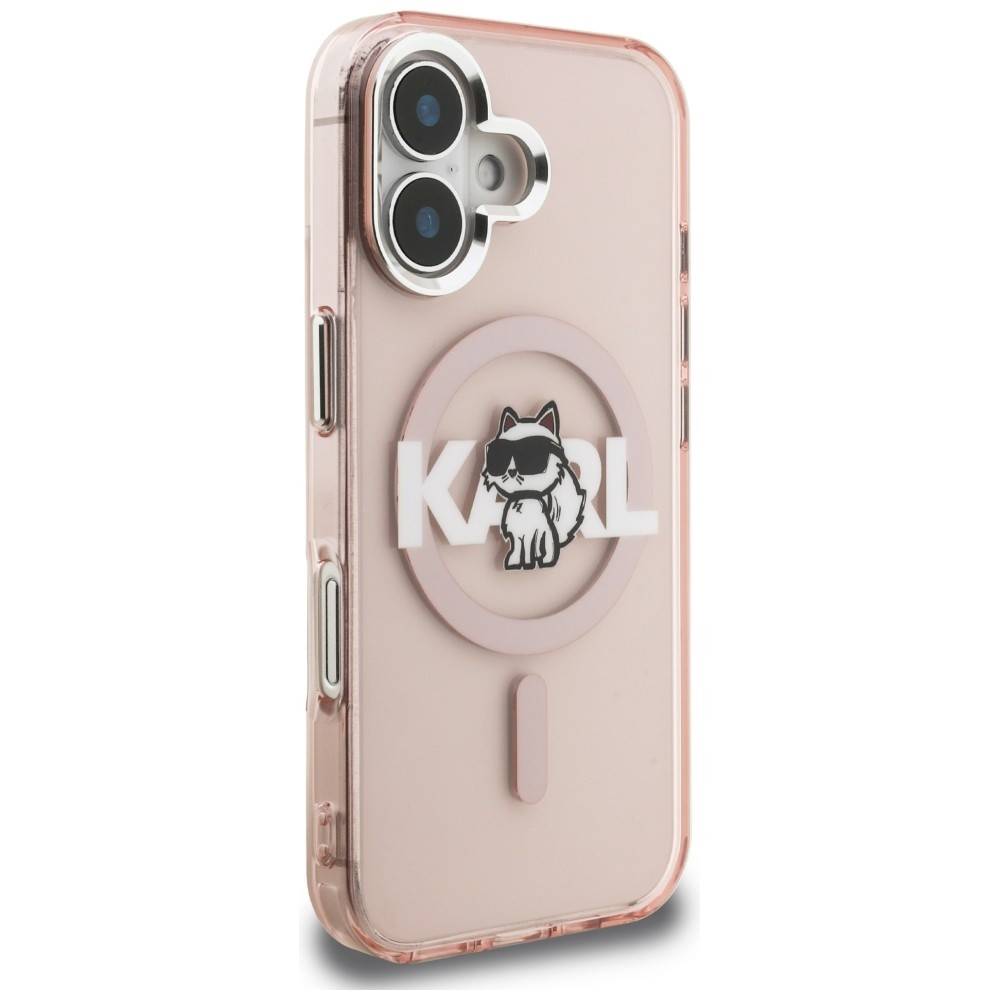 Kryt Karl Lagerfeld IML Choupette Sketch Logo MagSafe Apple iPhone 16 pink