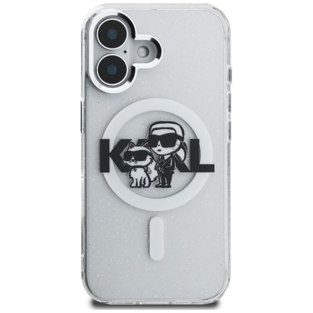 Kryt Karl Lagerfeld IML Glitter Karl & Choupette Sketch Logo MagSafe Apple iPhone 16 clear