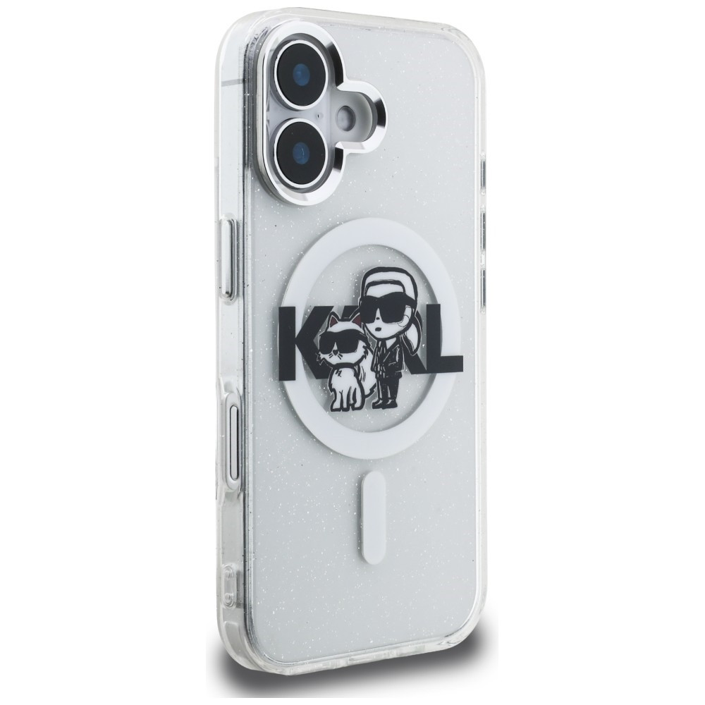 Kryt Karl Lagerfeld IML Glitter Karl & Choupette Sketch Logo MagSafe Apple iPhone 16 clear