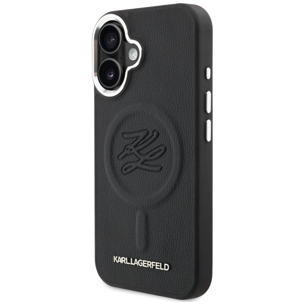 Kryt Karl Lagerfeld Initial & Metal Logo MagSafe Apple iPhone 16 black