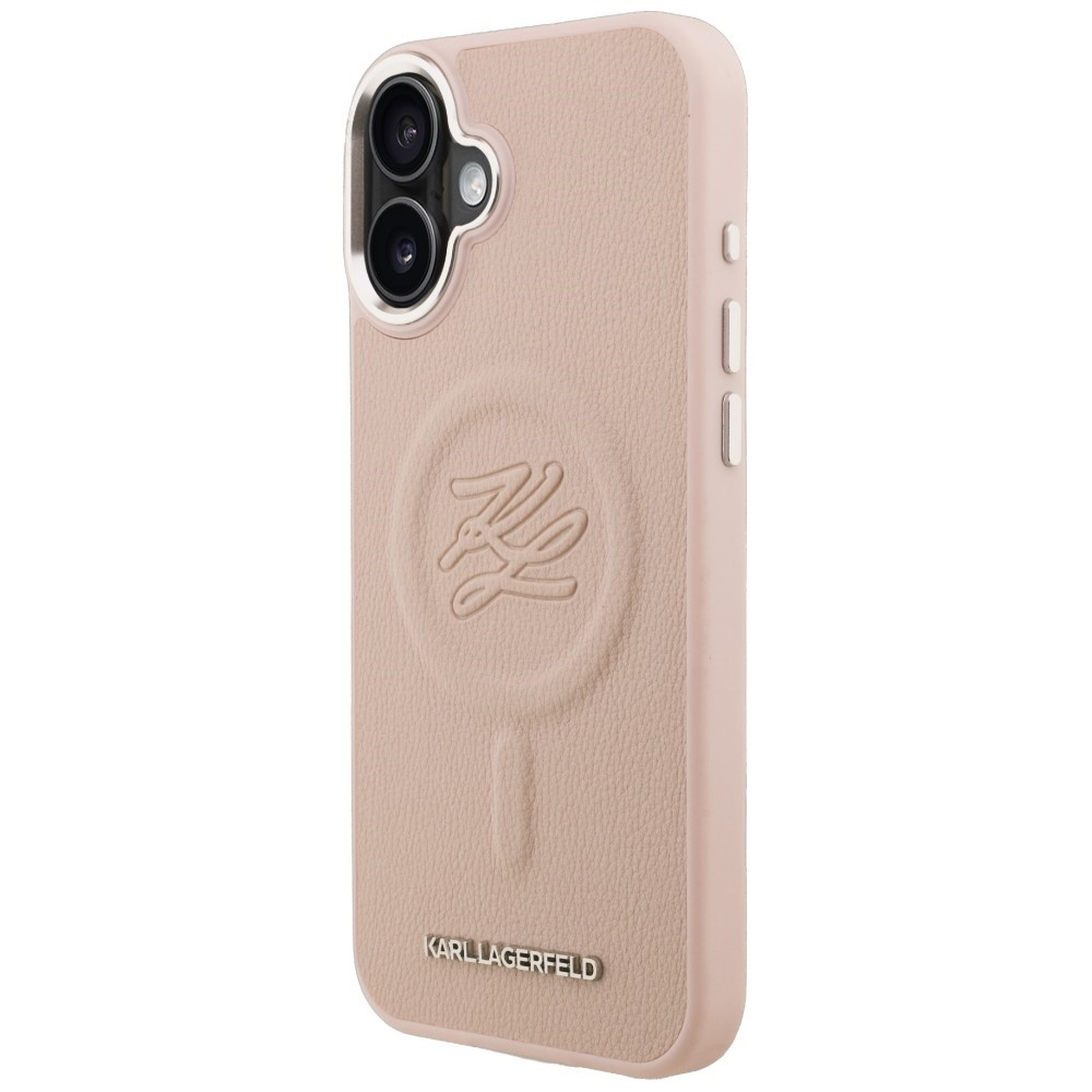 Kryt Karl Lagerfeld Initial & Metal Logo MagSafe Apple iPhone 16 Plus pink