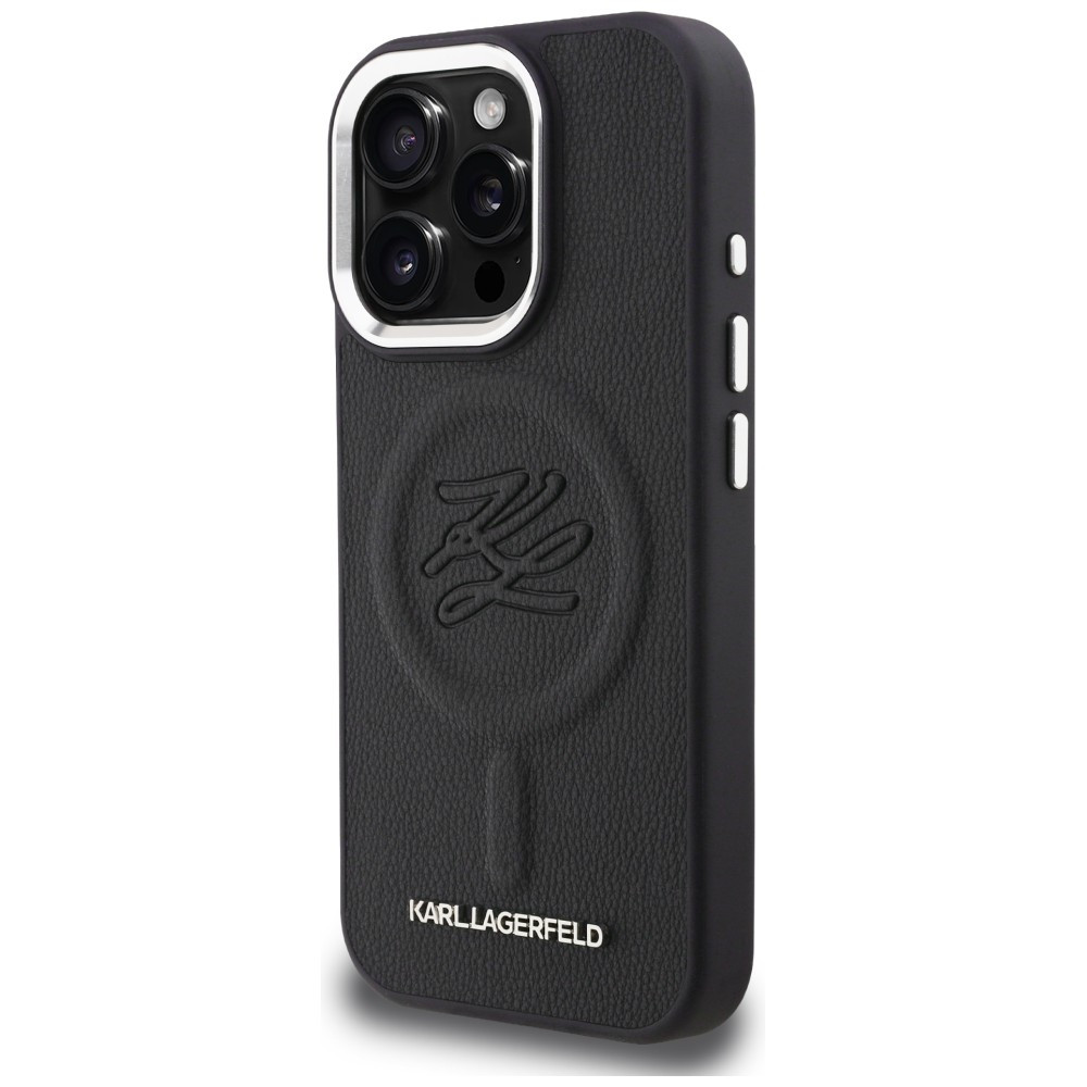 Kryt Karl Lagerfeld Initial & Metal Logo MagSafe Apple iPhone 16 Pro black