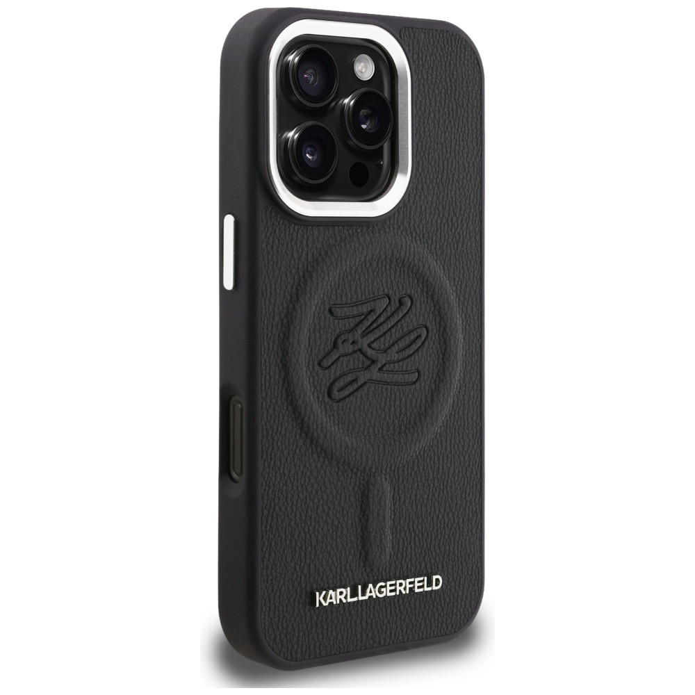 Kryt Karl Lagerfeld Initial & Metal Logo MagSafe Apple iPhone 16 Pro black