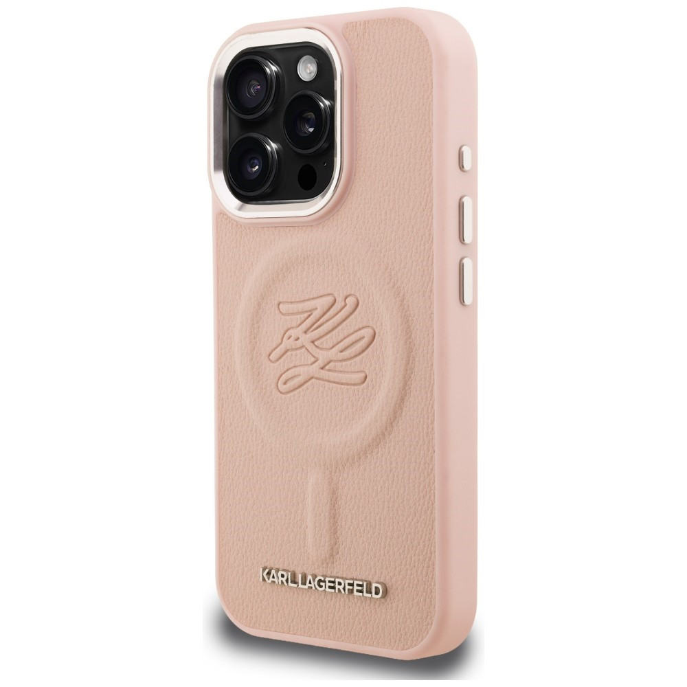 Kryt Karl Lagerfeld Initial & Metal Logo MagSafe Apple iPhone 16 Pro Max pink