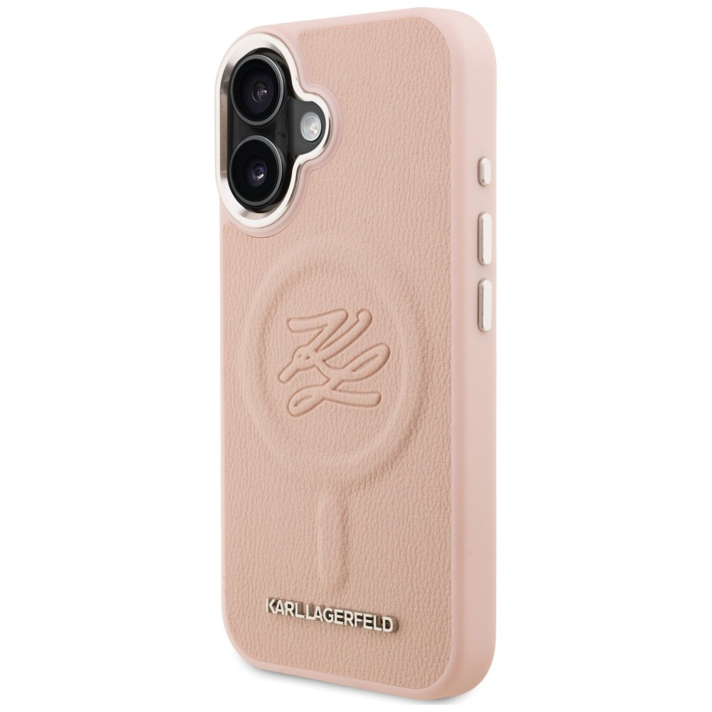 Kryt Karl Lagerfeld Initial & Metal Logo MagSafe Apple iPhone 16 pink