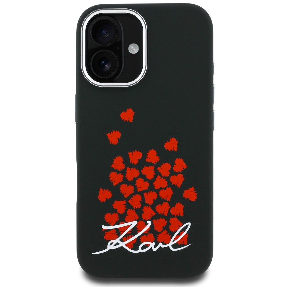 Kryt Karl Lagerfeld Silicone Heart Sign Logo MagSafe Apple iPhone 16 black