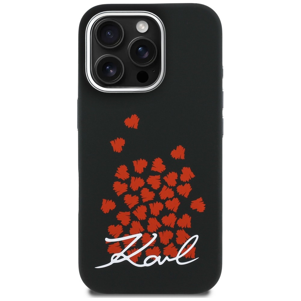 Kryt Karl Lagerfeld Silicone Heart Sign Logo MagSafe Apple iPhone 16 Pro Max black