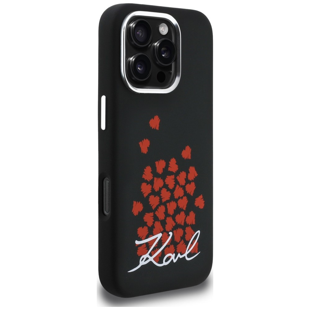 Kryt Karl Lagerfeld Silicone Heart Sign Logo MagSafe Apple iPhone 16 Pro Max black