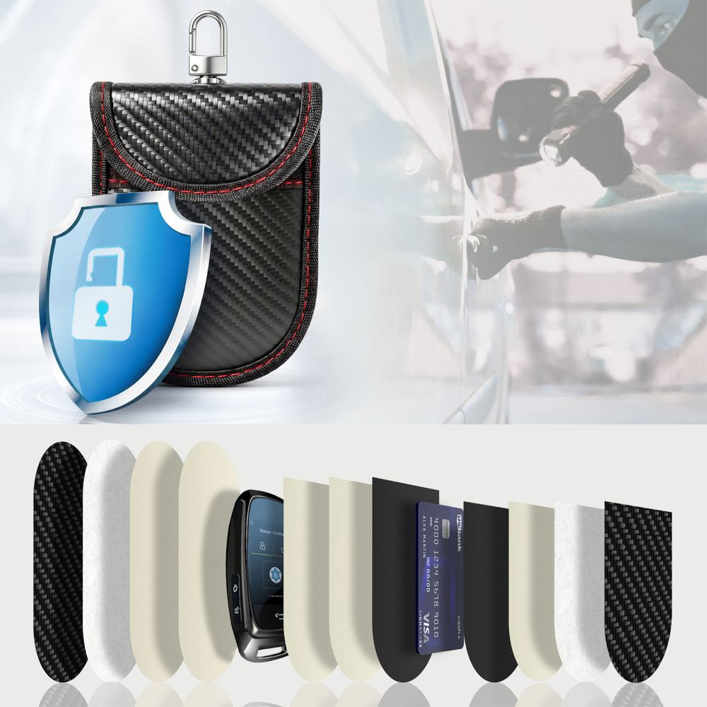 Kryt Tech-Protect KLR100 Pouch Keyless RFID Signal Blocker Case Carbon Black/red
