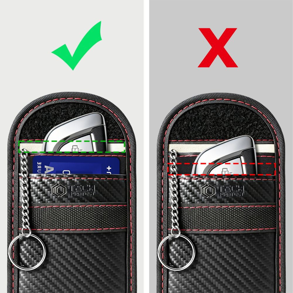 Kryt Tech-Protect KLR100 Pouch Keyless RFID Signal Blocker Case Carbon Black/red