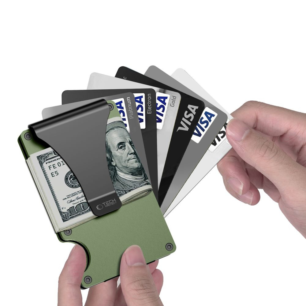 Knížkové pouzdro Tech-Protect Thorn RFID Card Wallet Military Green
