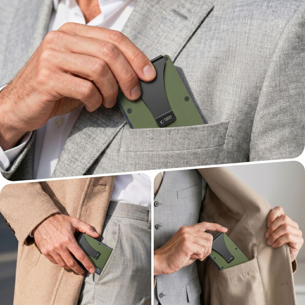 Knížkové pouzdro Tech-Protect Thorn RFID Card Wallet Military Green