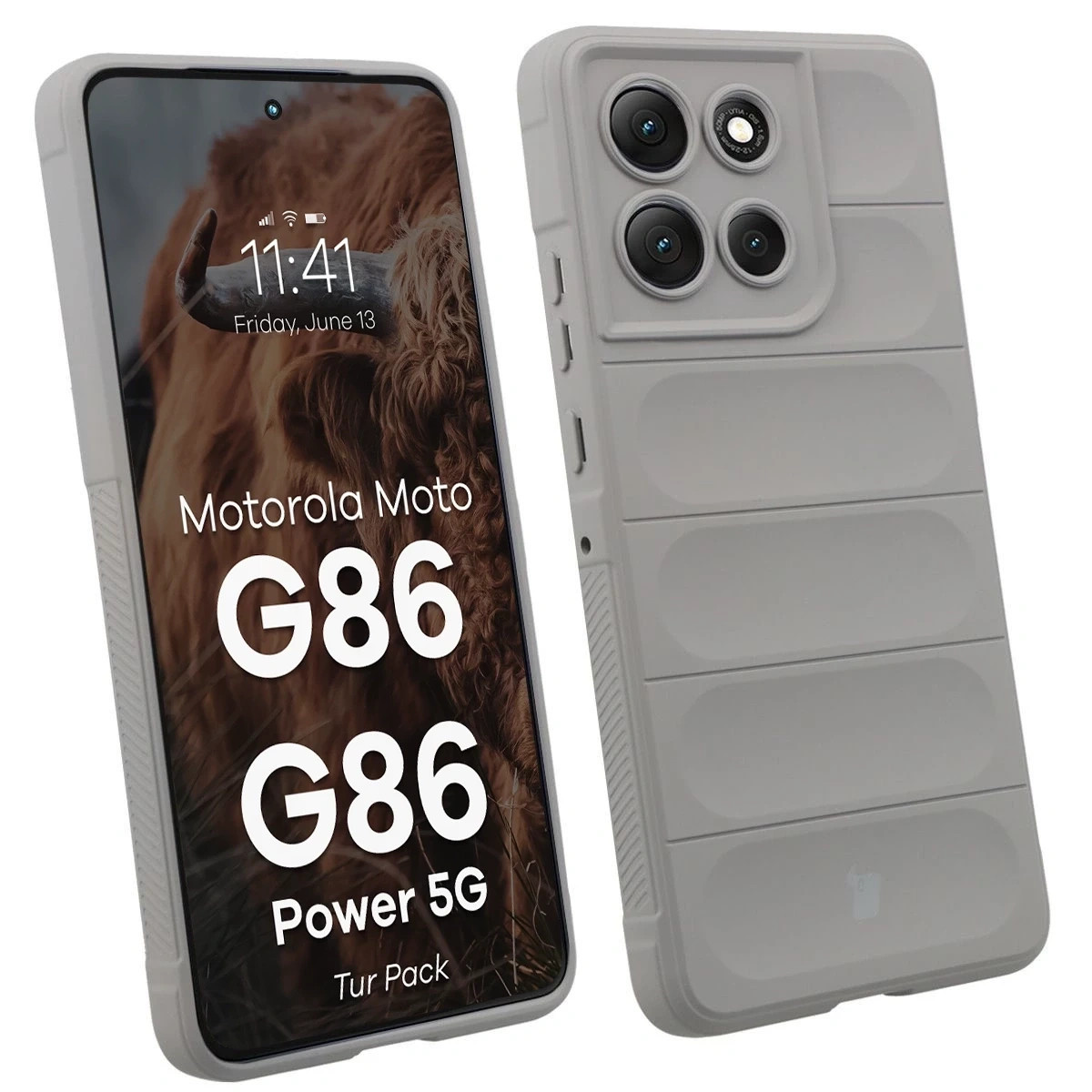 Kryt Bizon Tur Pack Motorola Moto G86 5G / G86 Power 5G, light grey