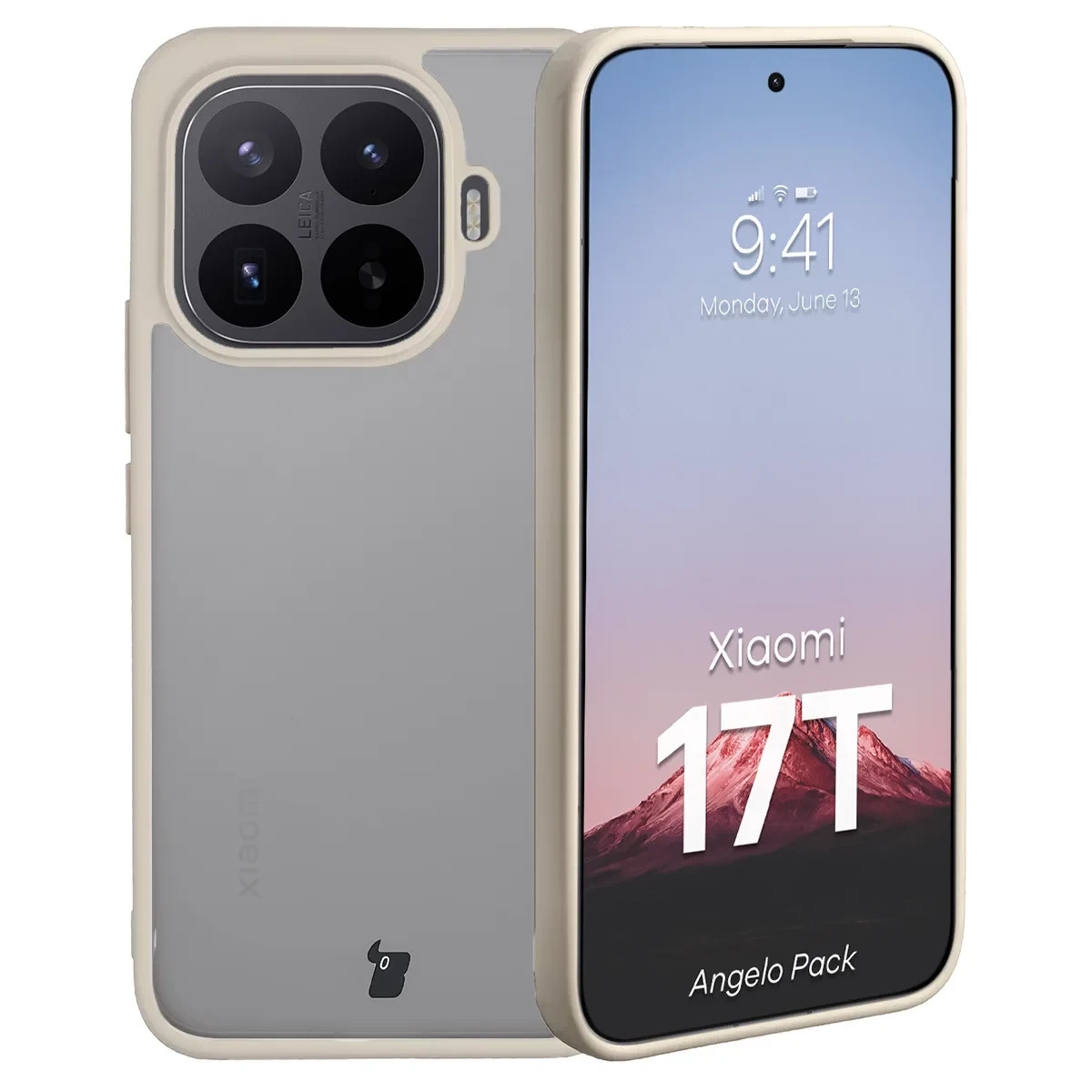 Kryt Bizon Angelo Pack Xiaomi 17T, semi-transparent with a beige frame