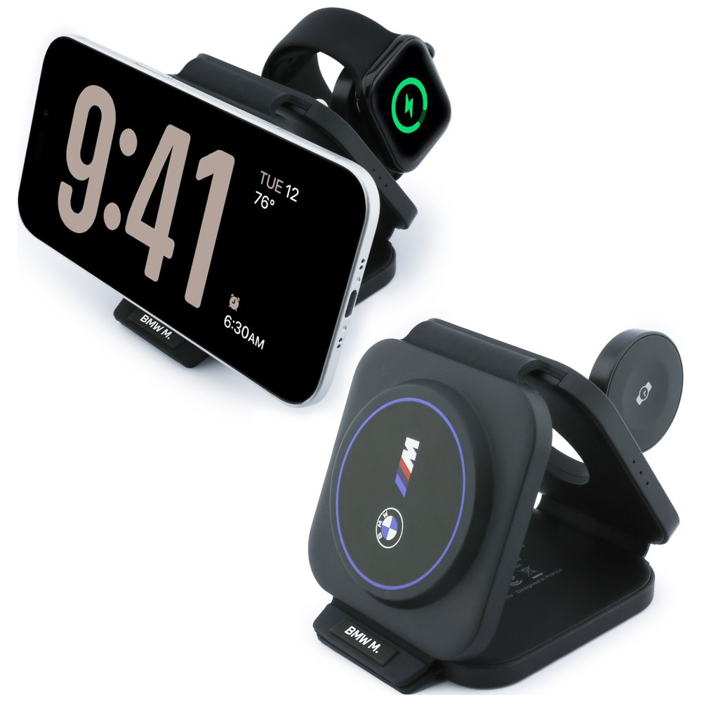 Bezdrátová nabíječka BMW M 3-in-1 Wireless Charger Qi2 15W Print Logo Blue