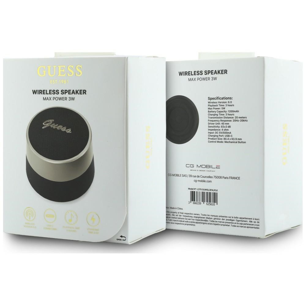 Kryt Guess Bluetooth Speaker 5W Script Metal Logo Black
