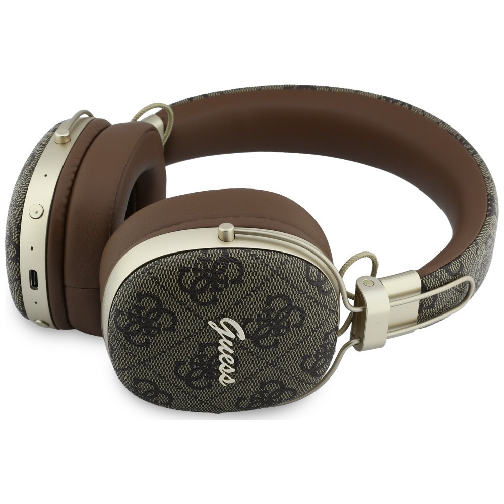 Kryt Guess Wireless over-ear headphones Bluetooth ENC Metal 4G Script Logo brown