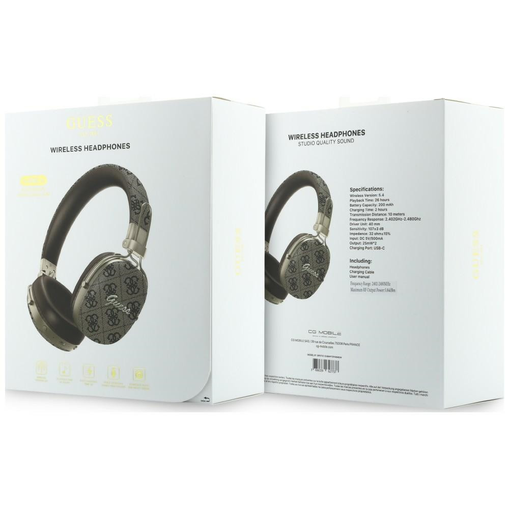 Kryt Guess Wireless over-ear headphones Bluetooth ENC Metal 4G Script Logo brown