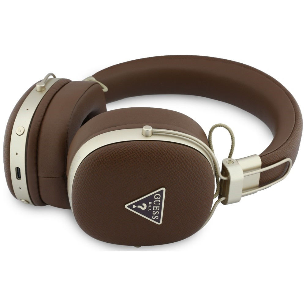 Kryt Guess Wireless over-ear headphones Bluetooth ENC Metal Grained Triangle Logo brown