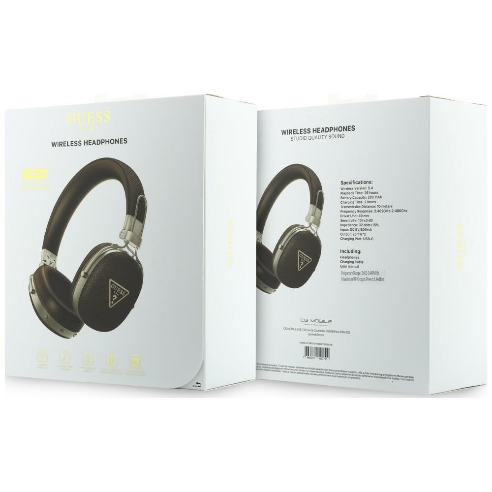 Kryt Guess Wireless over-ear headphones Bluetooth ENC Metal Grained Triangle Logo brown