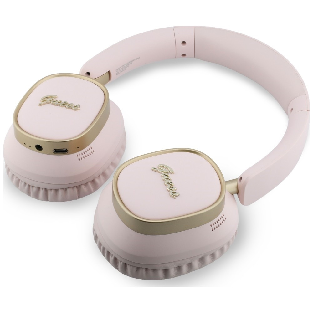Kryt Guess Wireless over-ear headphones Bluetooth ENC Rectangle Metal Script pink