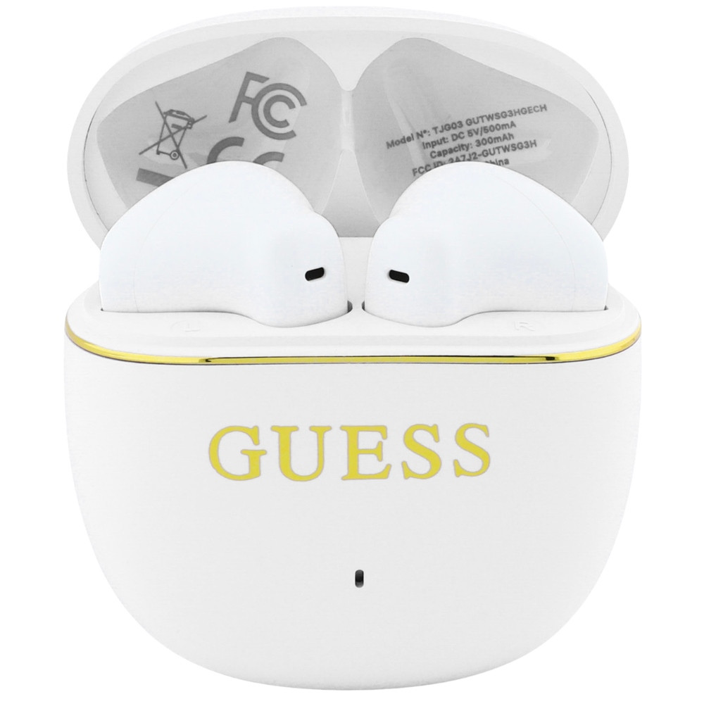 Kryt Guess Wireless headphones OWS Glossy Gold Line Classic white