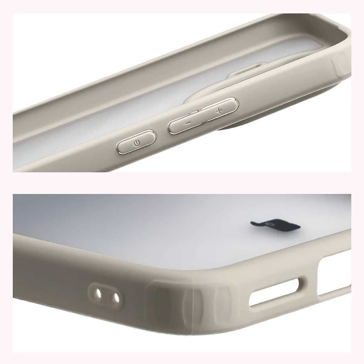 Kryt Bizon Case Angelo do Xiaomi 17T Pro, półbarva čirá z beżową ramką