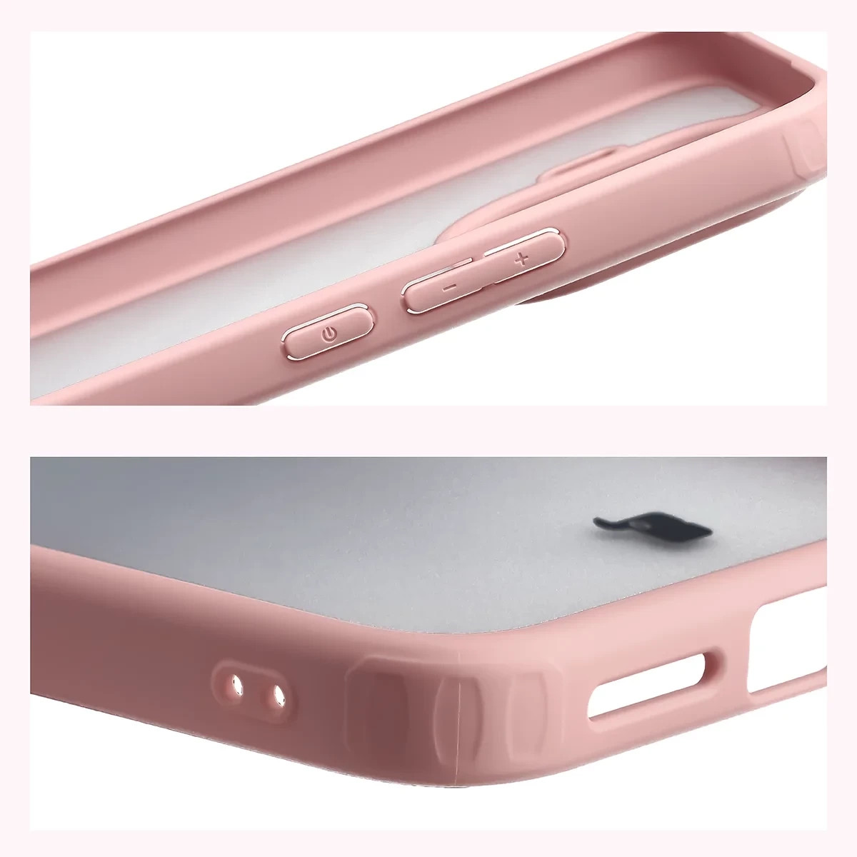 Kryt Bizon Case Angelo do Xiaomi 17T Pro, półbarva čirá z jasnoróżową ramką