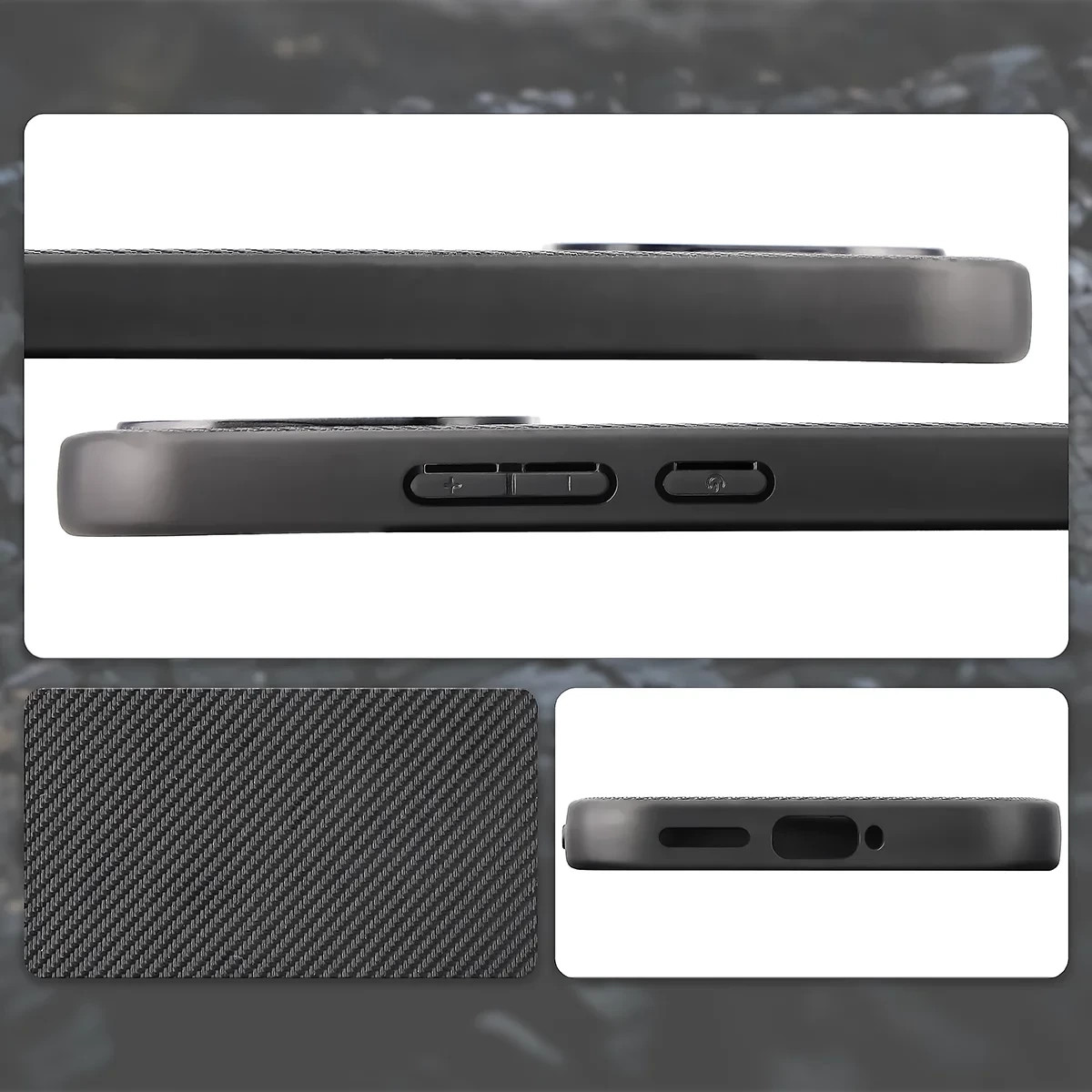 Kryt ze smyczką na nadgarstek i pierścieniem magnetycznym Bizon Case CarbO do Xiaomi 17T, barva černá